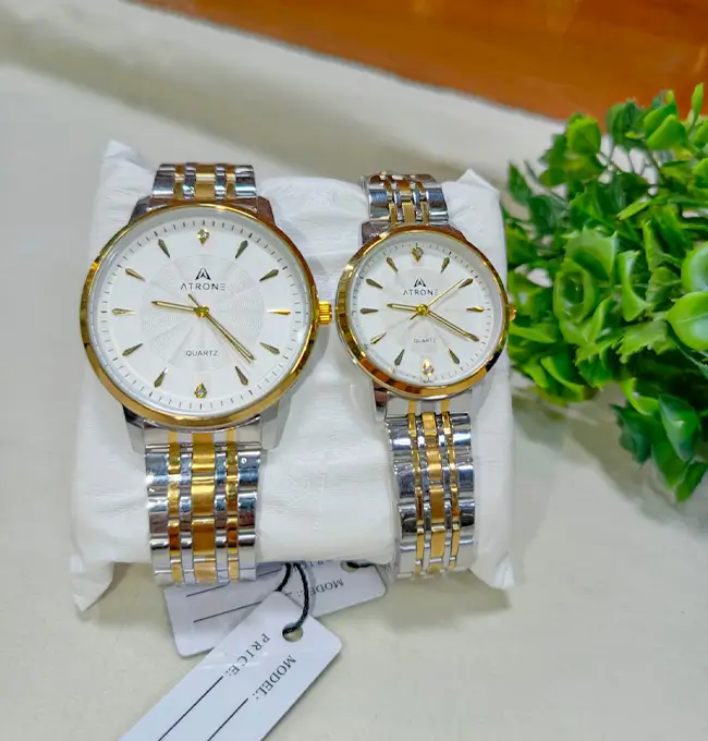 ATRONE Couple Watch (1) ATRONE Couple Silver White Watch - Image 1