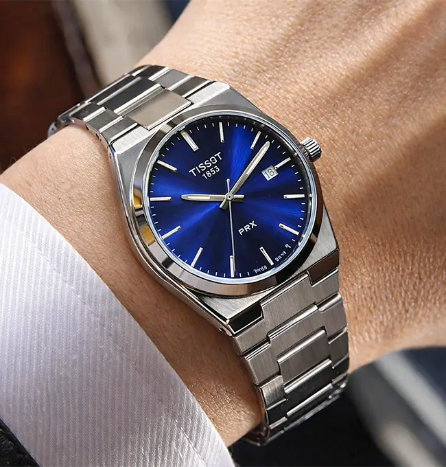 Tissot 1 Tissot PRX Silver Stainless Steel Blue Dial Quartz Unisex Watch - Image 1